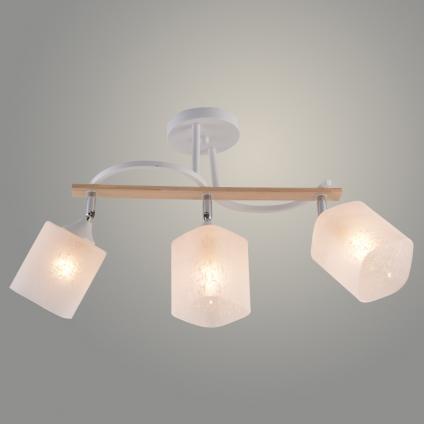 Люстра XA1644/3 WH+WOOD+CR белый/хром 3х60W E27 d600 h290, HN25